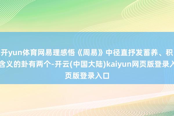 开yun体育网易理感悟《周易》中径直抒发蓄养、积聚含义的卦有两个-开云(中国大陆)kaiyun网页版登录入口