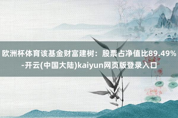 欧洲杯体育该基金财富建树：股票占净值比89.49%-开云(中国大陆)kaiyun网页版登录入口