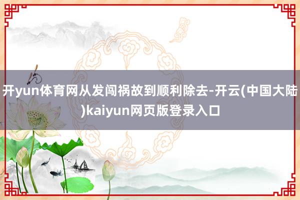 开yun体育网从发闯祸故到顺利除去-开云(中国大陆)kaiyun网页版登录入口